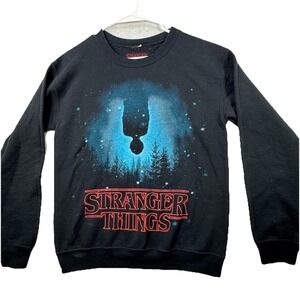 Stranger Things Upside Down Graphic Black Sweatshirt Size Small Oversized
